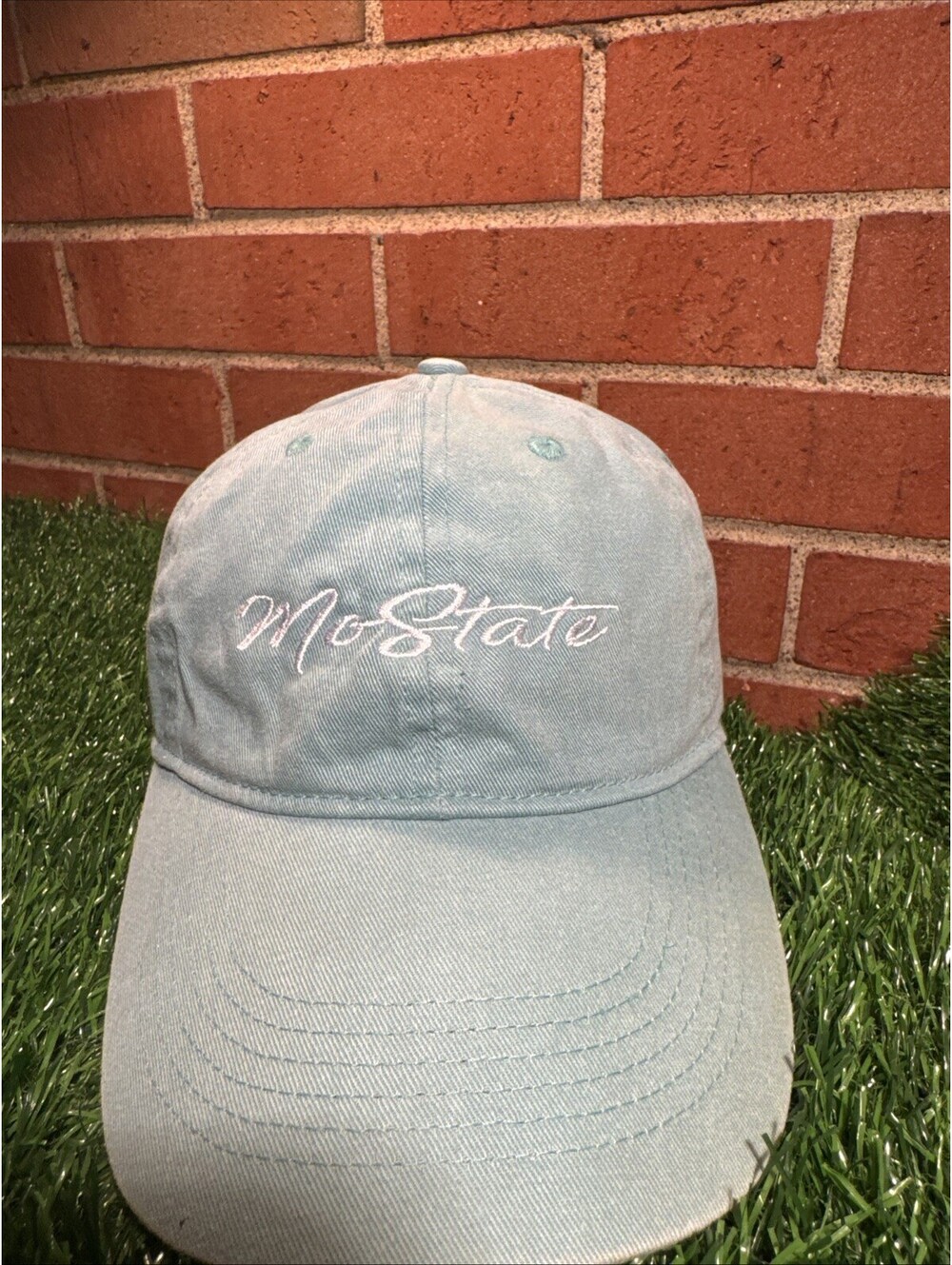 MO State Embroidered Adjustable Baseball Cap Comfort Colors Teal Hat VTG Dad Hat